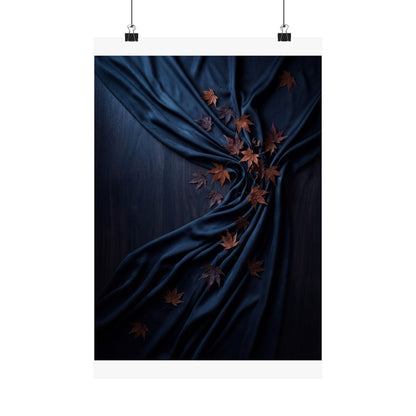 Dark Japandi Silk Drape in Moonlight | Moody Minimal Wall Art Print