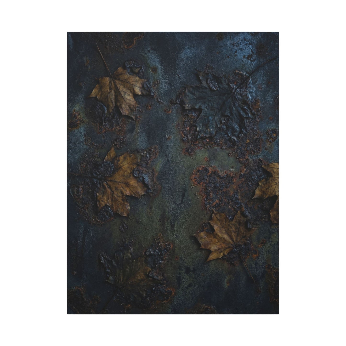Shibui Rust Patina Canvas Art - Dark Japandi Charcoal Ink