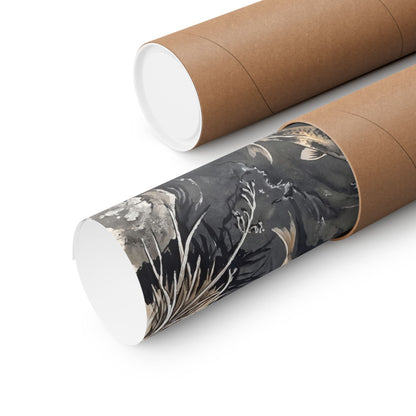 Golden Hour Koi Pond Wall Art Print - Japandi Fukinsei