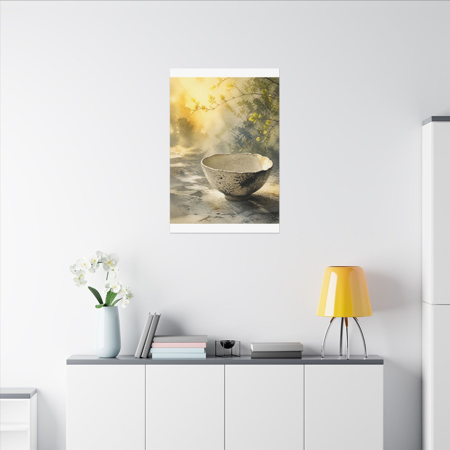 Cozy Ceramic Bowl Canvas Art - Watercolor Japandi