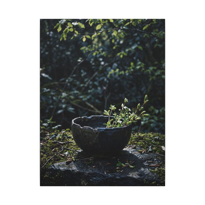 Dappled Ceramic Bowl Canvas Art - Dark Japandi Datsuzoku
