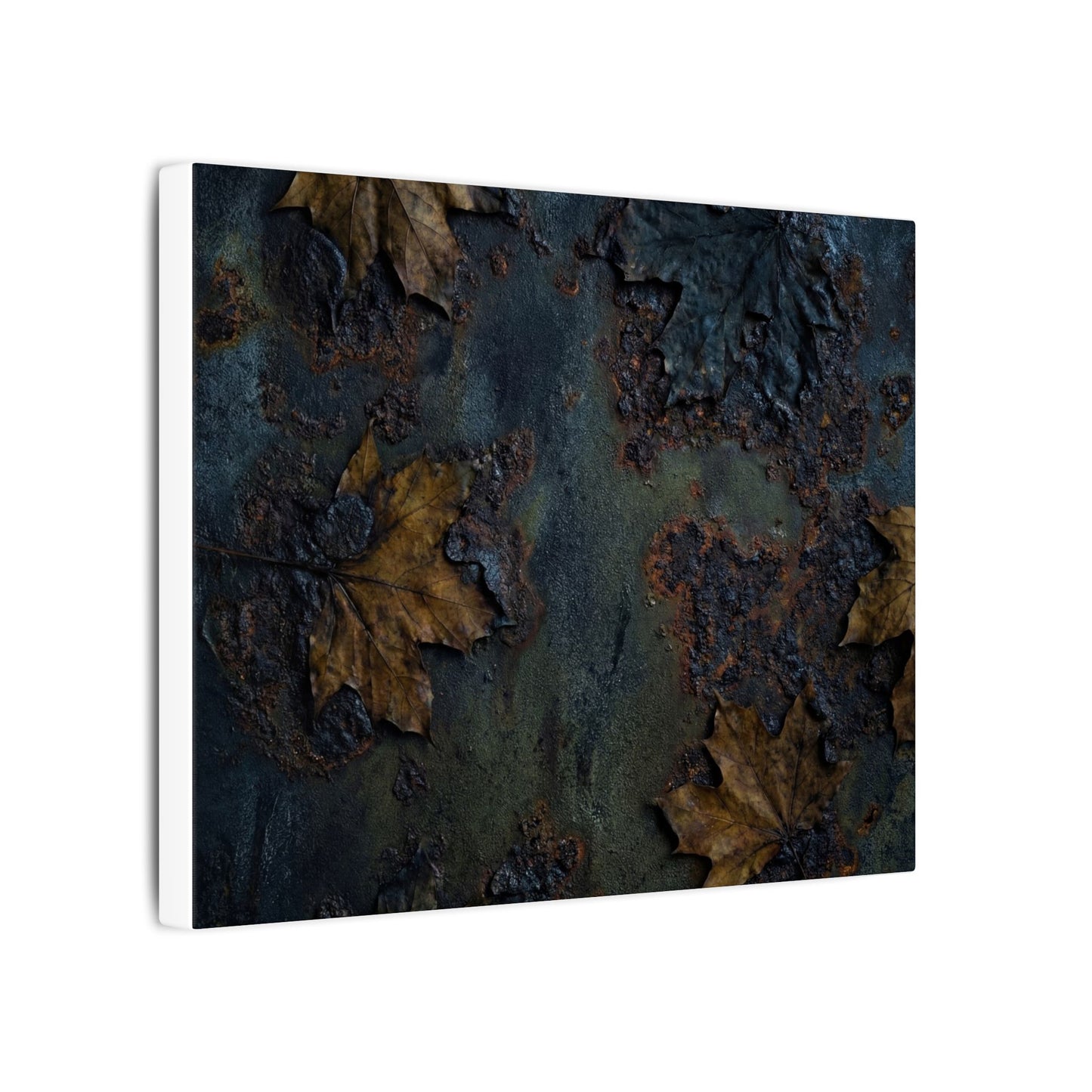 Shibui Rust Patina Canvas Art - Dark Japandi Charcoal Ink