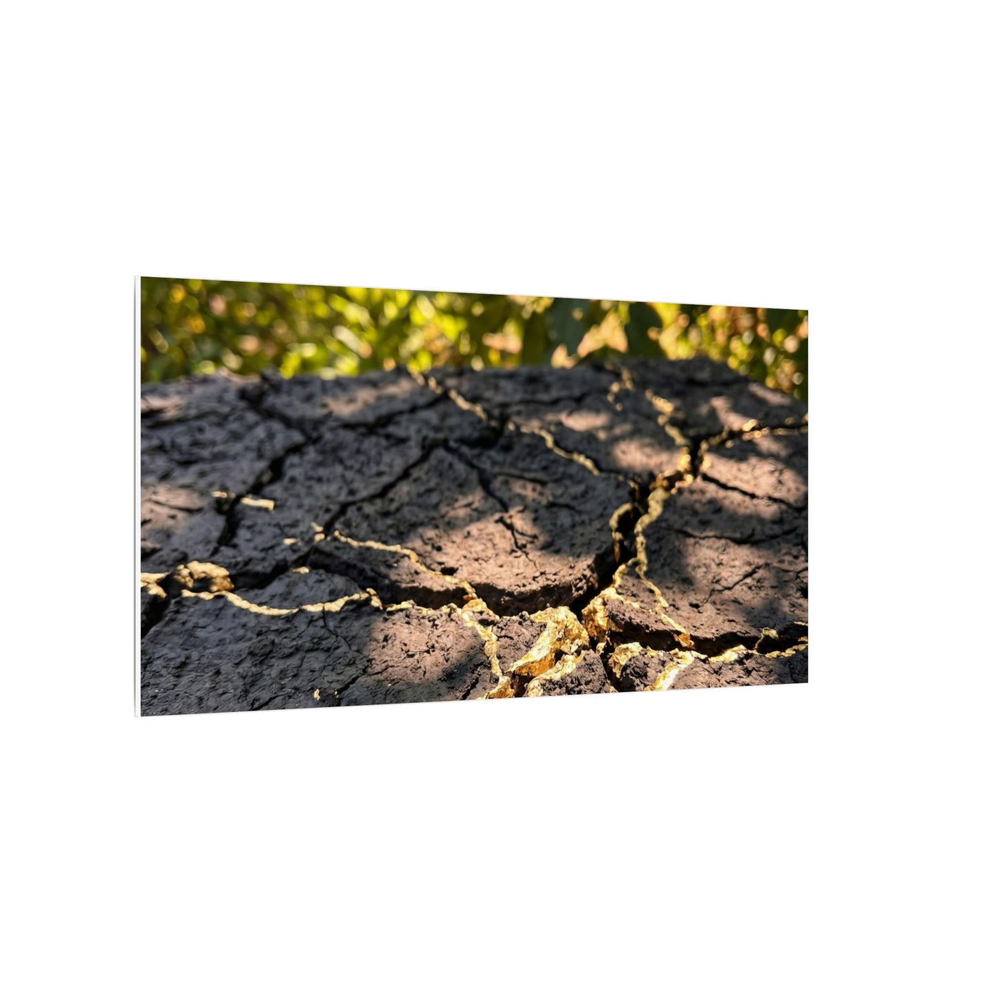 Shibui Cracked Earth Canvas Art - Kintsugi Gold Repair