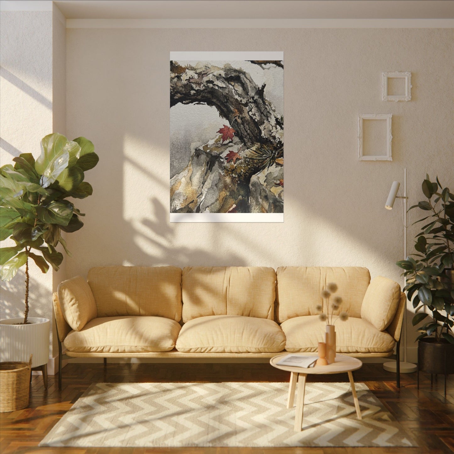 Pine Tree Autumn Canvas Art | Japandi Earthy Design