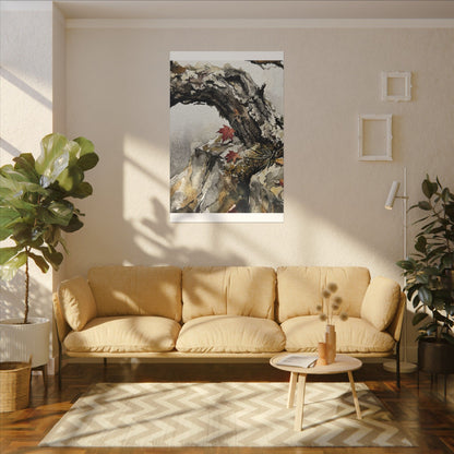 Pine Tree Autumn Canvas Art | Japandi Earthy Design