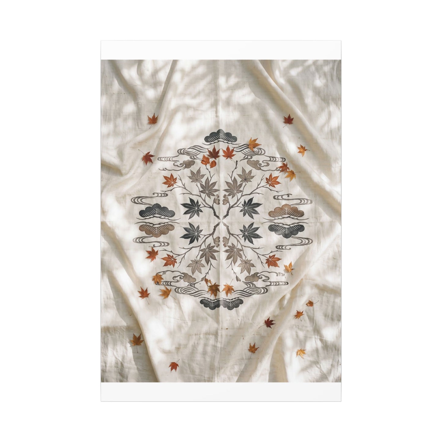 Elegant Silk Drape Canvas Art - Japanese Pattern Japandi