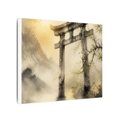 Spring Torii Gate Sumi E Canvas Art | Tranquil Decor