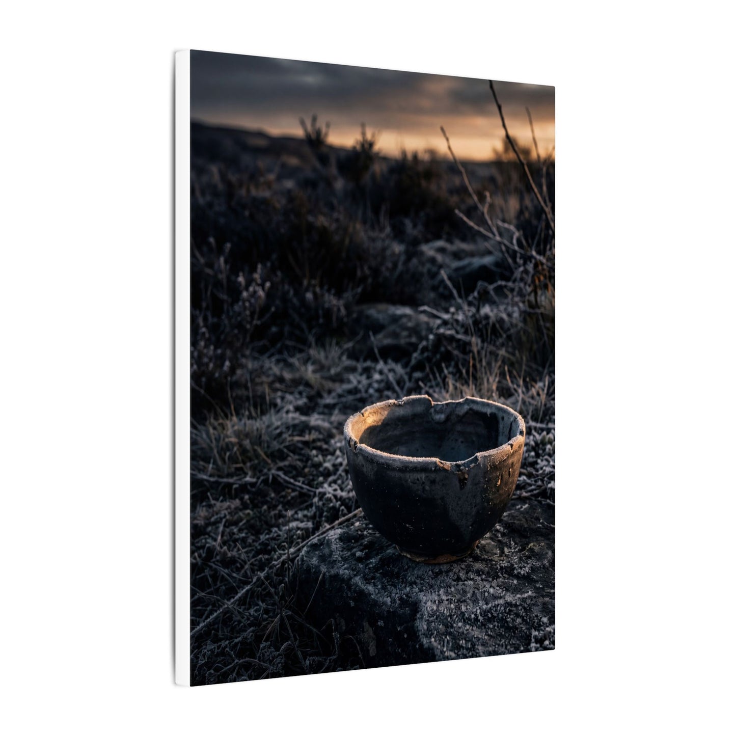Kanso Ceramic Bowl Canvas Art - Dark Japandi Dark Texture