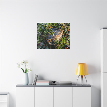 Artful Moss Close Up Canvas Art - Gold Repair Kintsugi