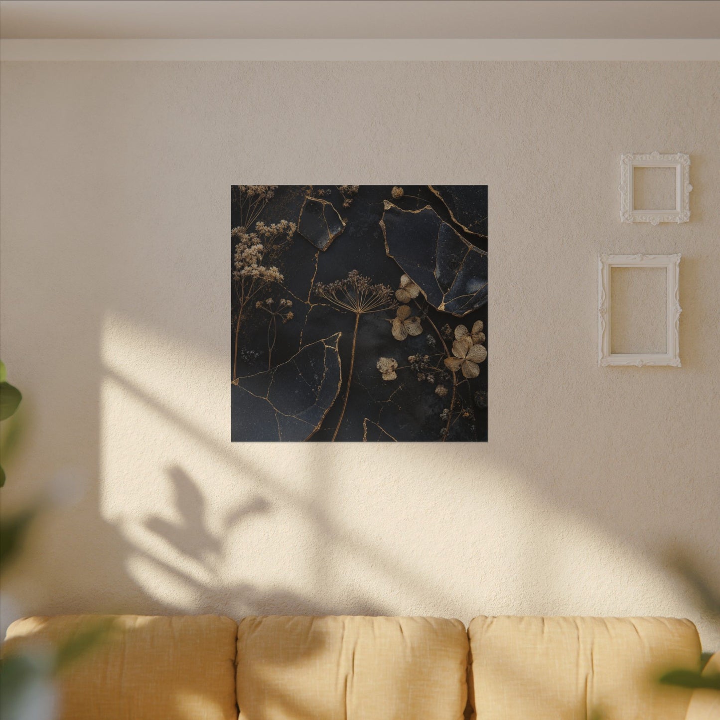 Philosophical Dried Flowers Canvas Art - Broken Beauty Kintsugi