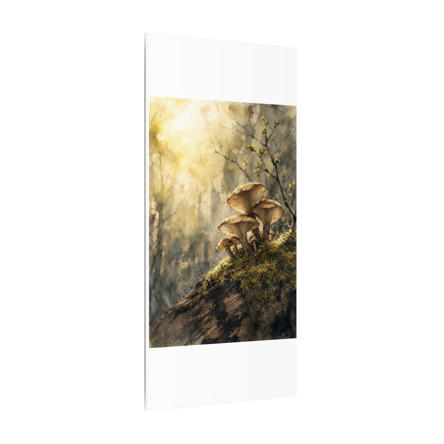 Wild Mushrooms Canvas Art | Spring Japandi Watercolor Art