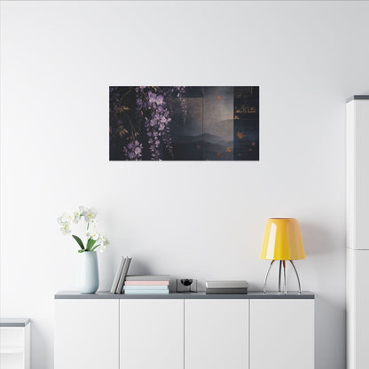 Dawn Wisteria Canvas Art - Dark Japandi Fukinsei
