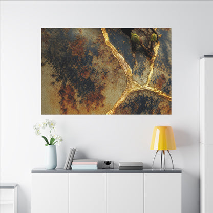 Datsuzoku Rust Patina Canvas Art - Kintsugi Crackle Gold
