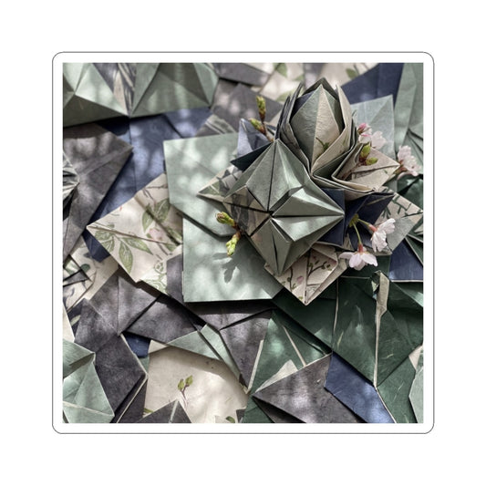 Paper Fold Japanese Pattern Sticker | Elegant Japandi Art Art Print