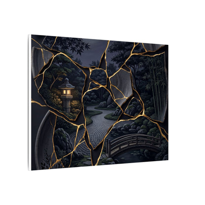 Kintsugi Moonlit Garden in Golden Hour | Gold Repair Canvas Art