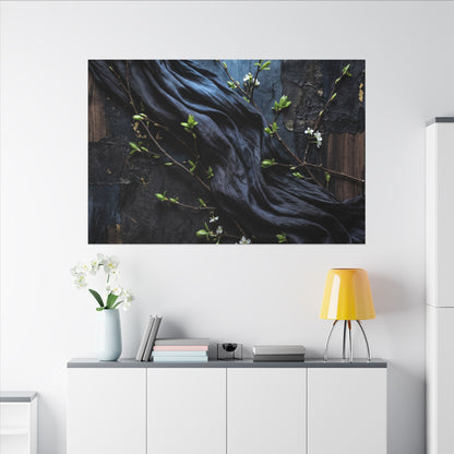 Spring Silk Drape Dark Texture Canvas Art | Atmospheric Decor