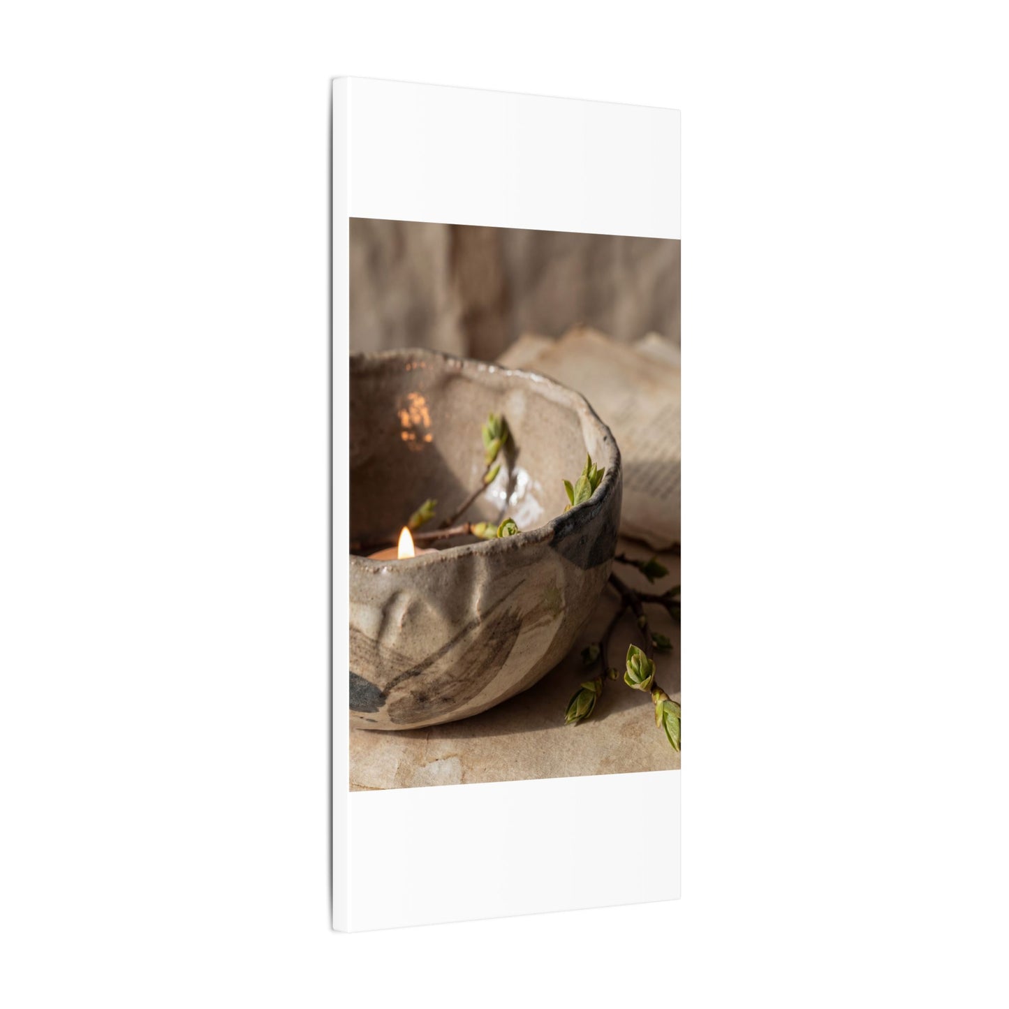 Candlelight Ceramic Bowl Canvas Art - Japandi Ma