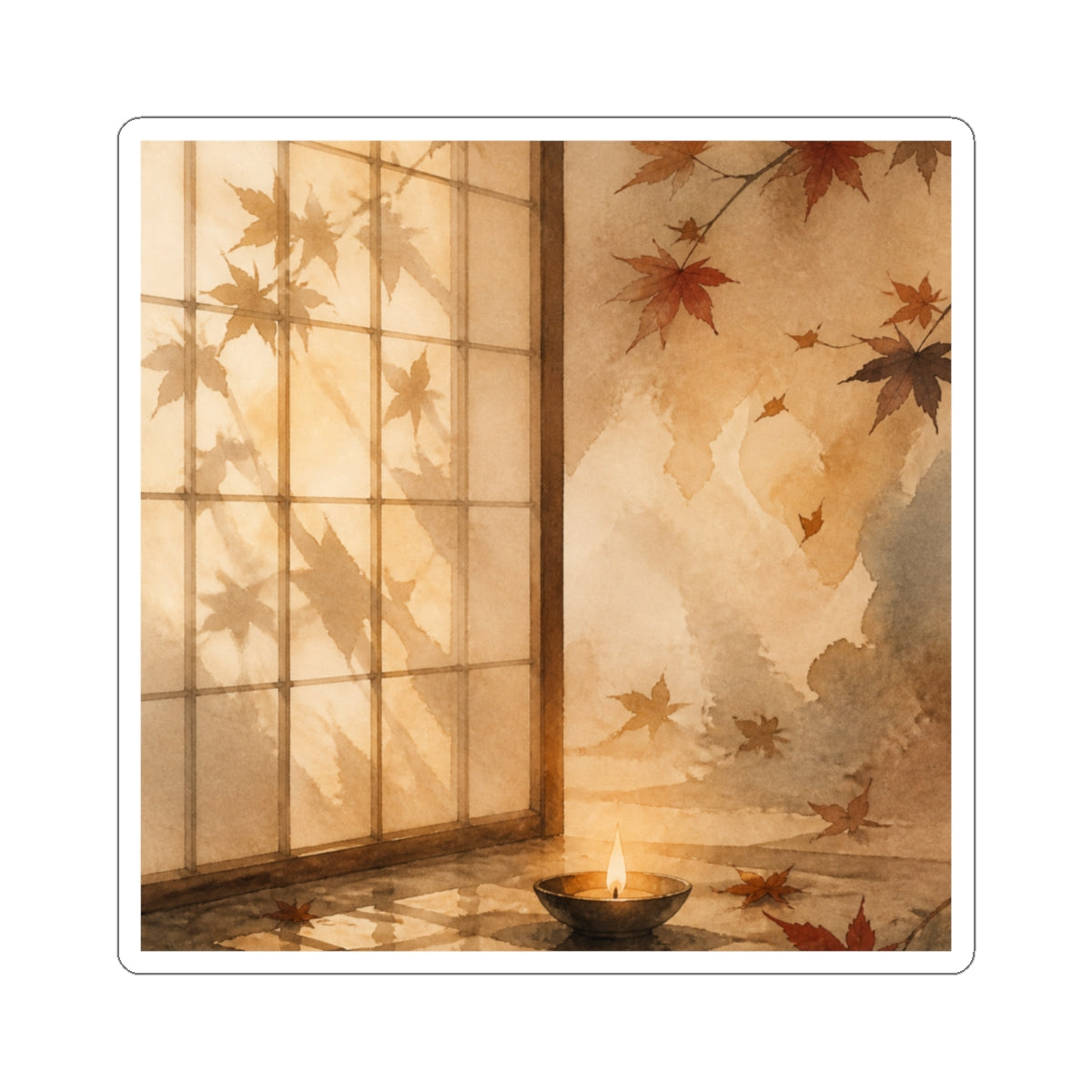 Candlelight Shoji Screen Sticker - Japandi Ma