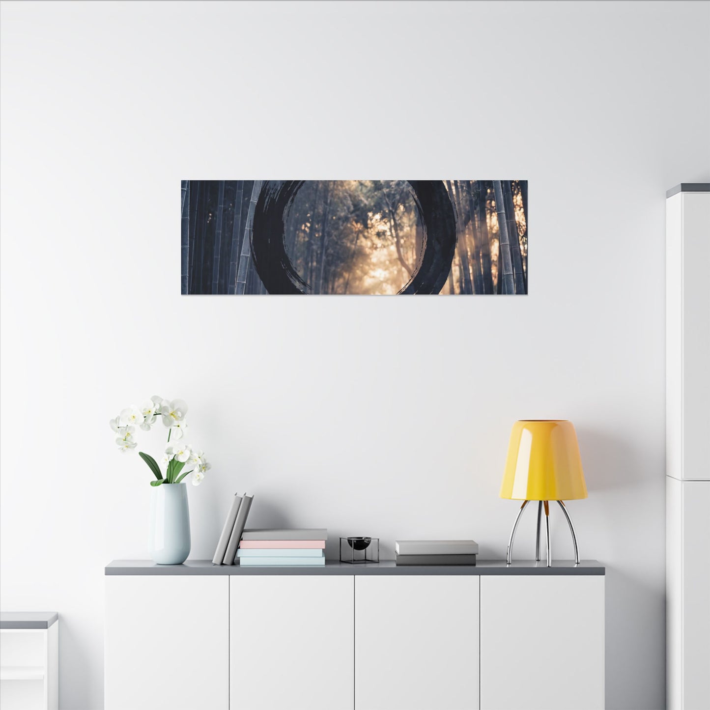 Bamboo Grove Canvas Art | Winter Zen Enso Art