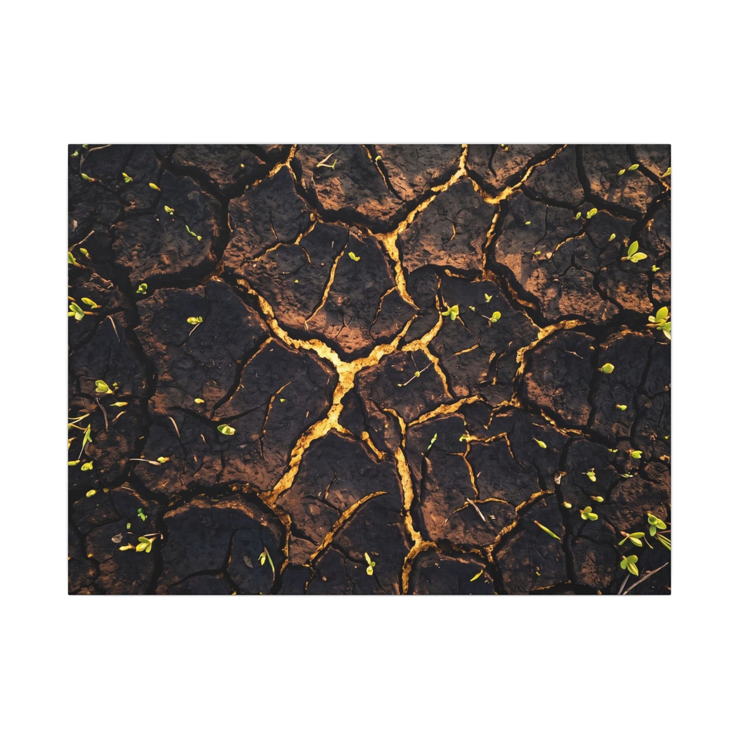 Cracked Earth Moody Minimal Canvas Art | Sophisticated Dark Japandi Art