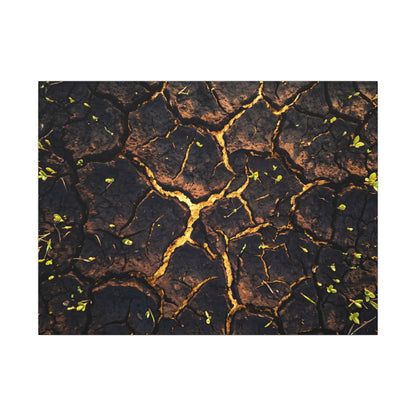Cracked Earth Moody Minimal Canvas Art | Sophisticated Dark Japandi Art