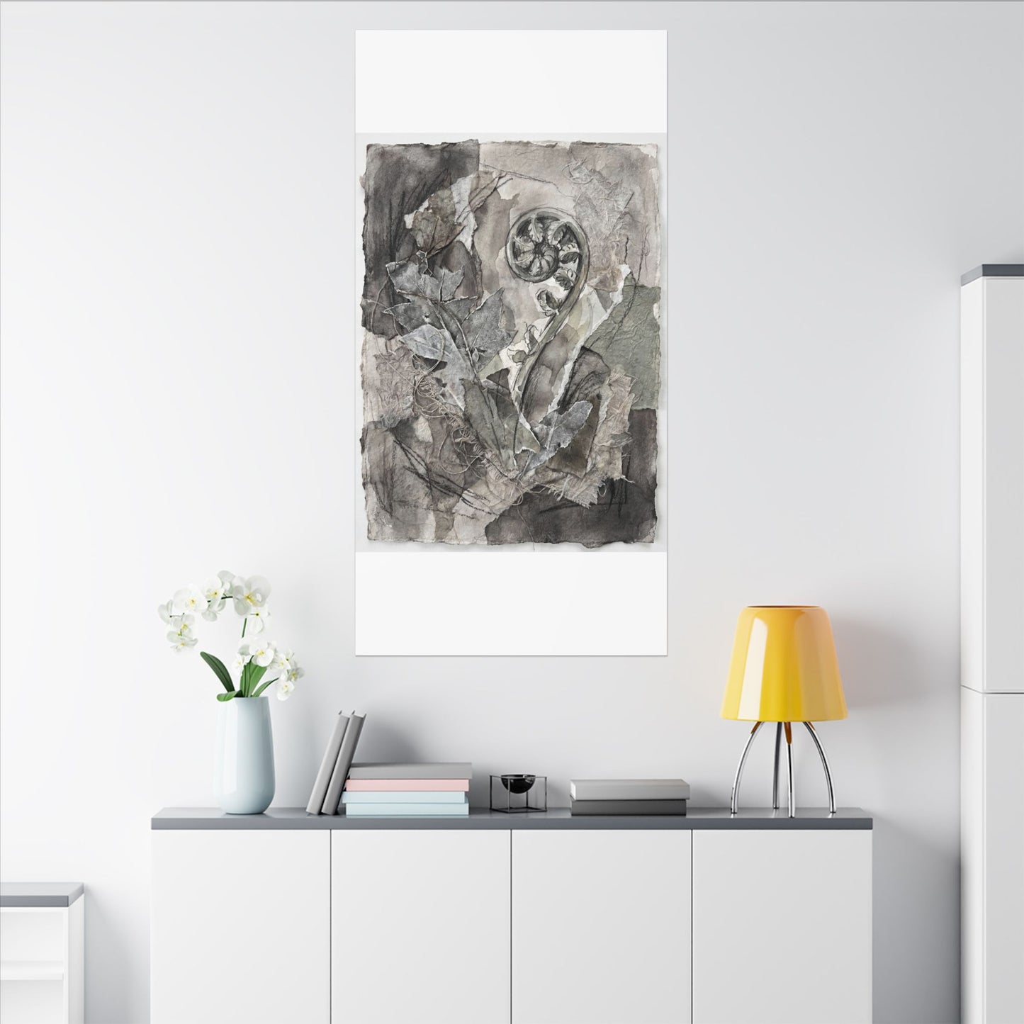 Japandi Fern Unfurling in Overcast | Texture Canvas Art