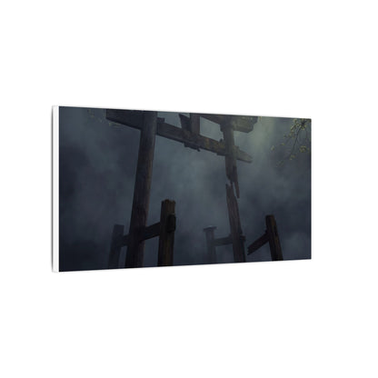 Dark Japandi Torii Gate in Dappled | Moody Minimal Canvas Art