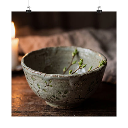 Ceramic Bowl Wall Art Print | Spring Japandi Japanese Pattern Art
