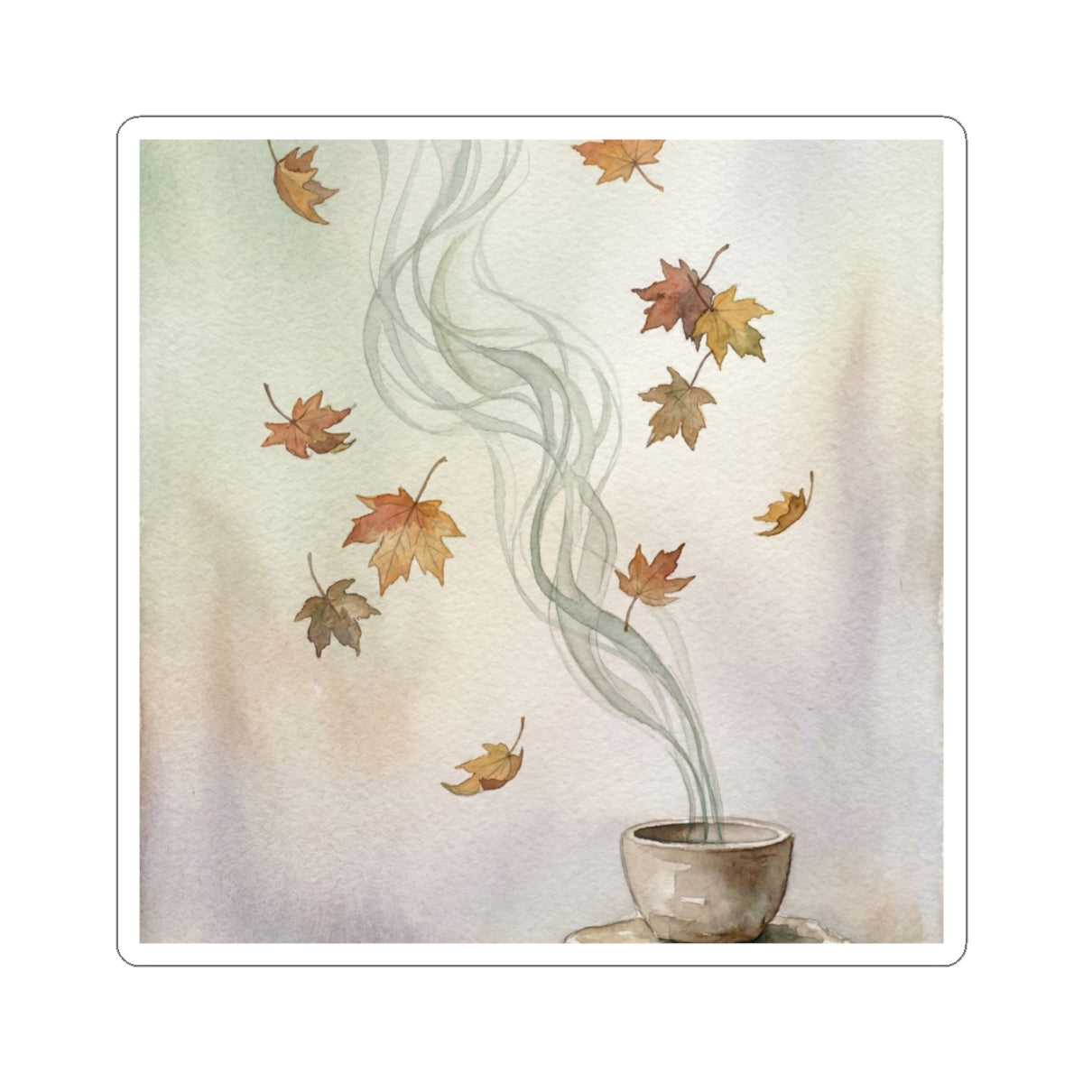 Japandi Incense Smoke in Dawn | Watercolor Sticker Art Print