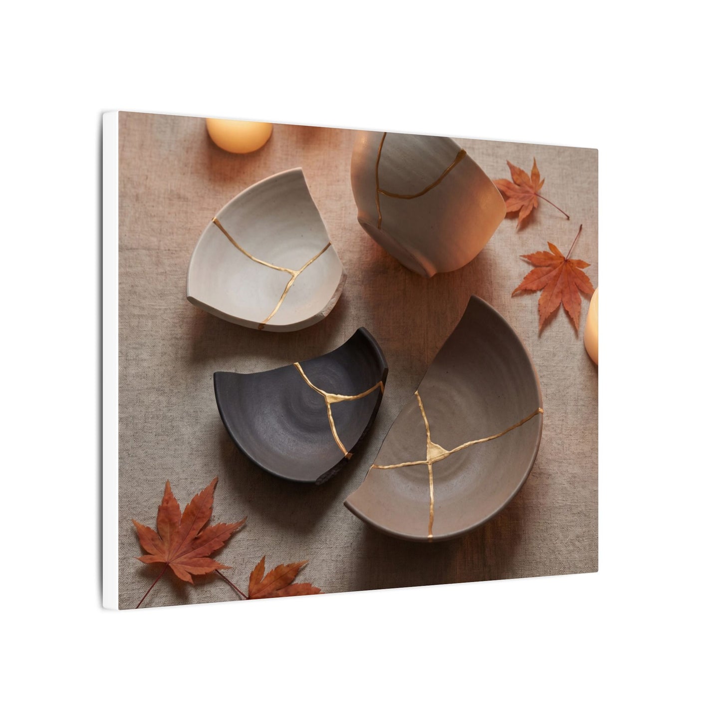 Candlelight Broken Pottery Canvas Art - Japandi Ma