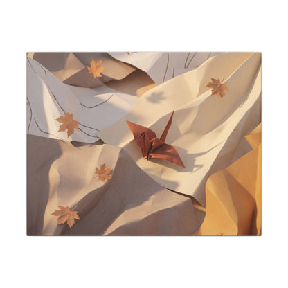 Autumn Paper Fold Minimal Line Canvas Art | Cozy Decor Art Print