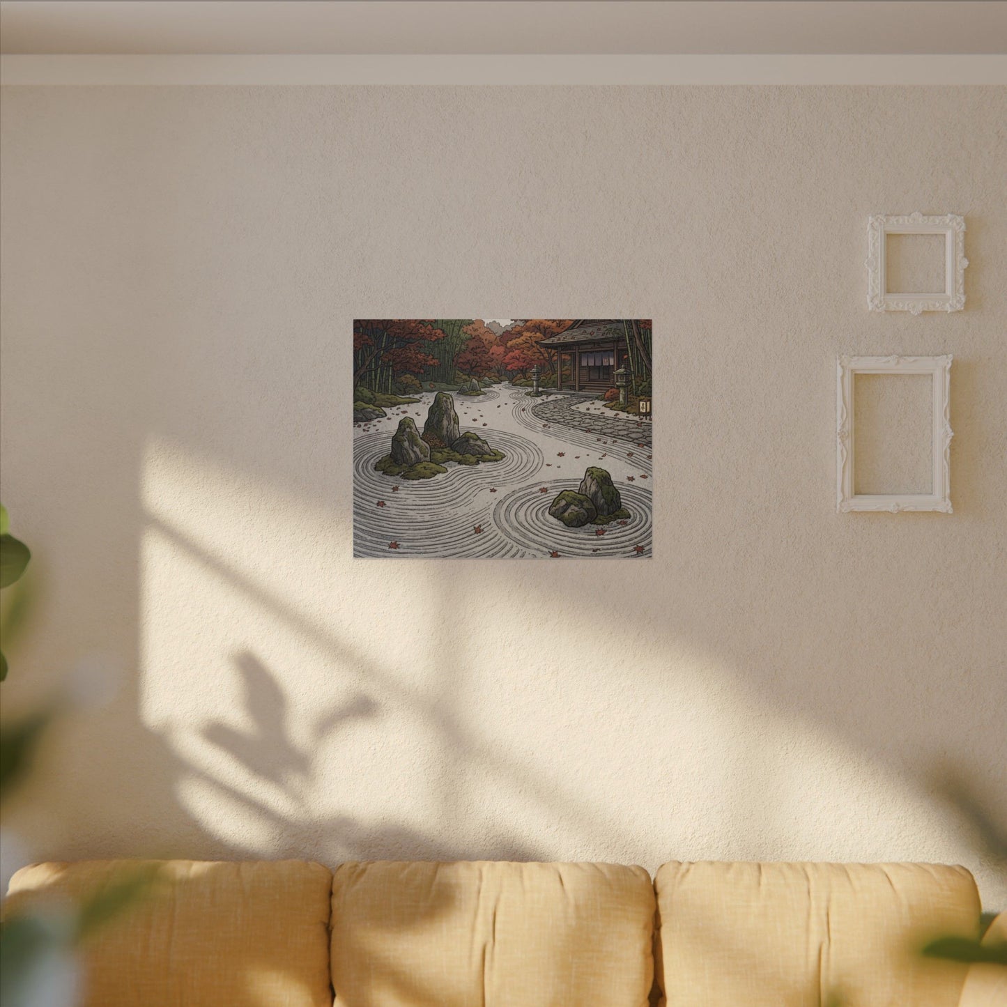 Autumn Rock Garden Ukiyo E Inspired Canvas Art | Peaceful Decor