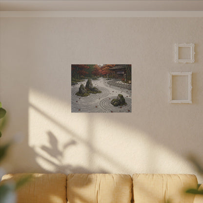 Autumn Rock Garden Ukiyo E Inspired Canvas Art | Peaceful Decor