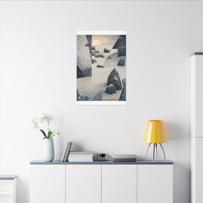 Seijaku Rock Garden Canvas Art - Zen Ukiyo E Inspired