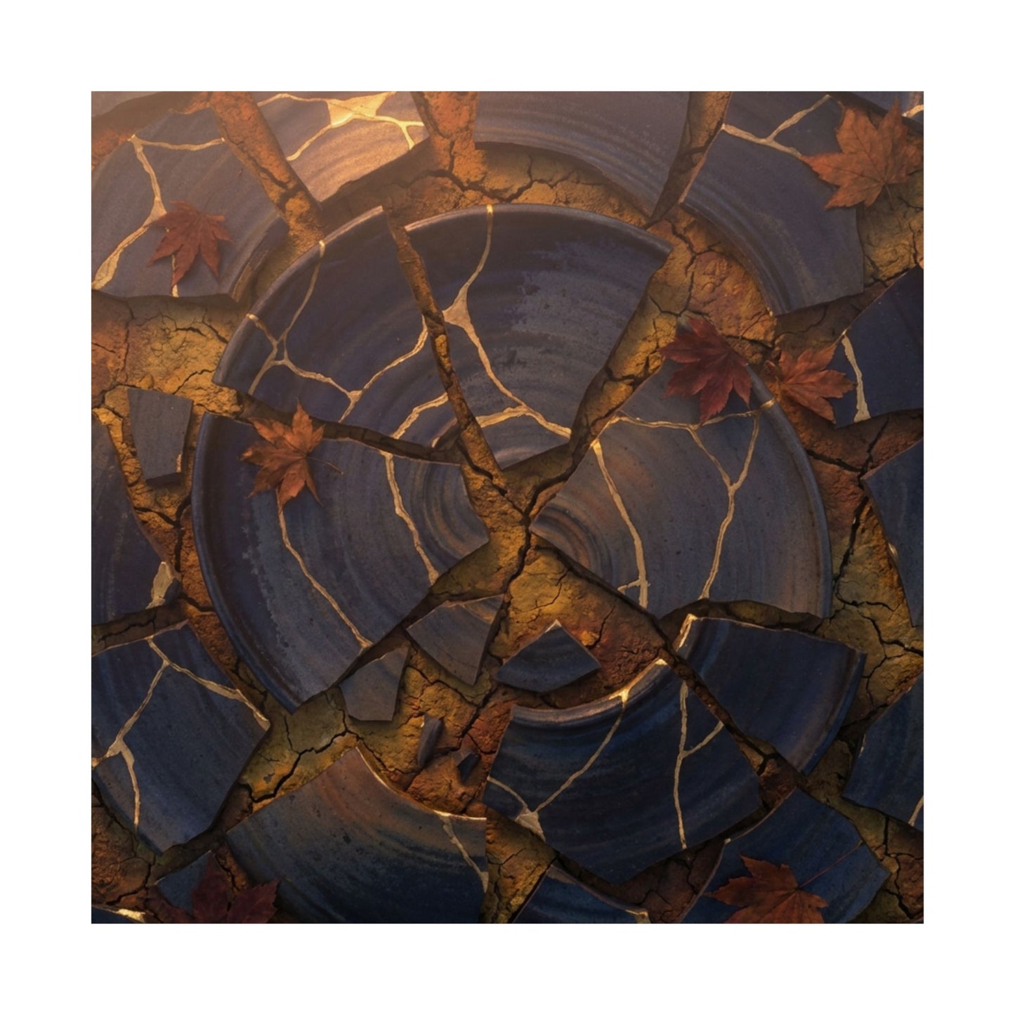 Autumn Cracked Earth Gold Repair Wall Art Print | Beautiful Decor