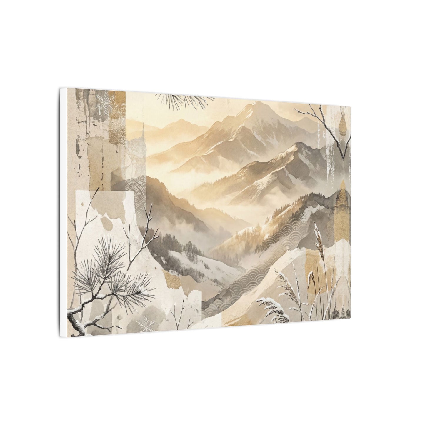 Shibui Mountain Mist Canvas Art - Japandi Japanese Pattern