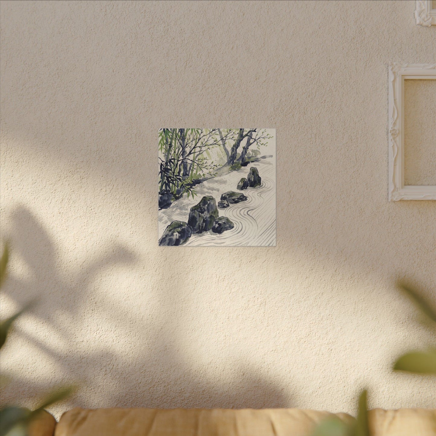 Dappled Rock Garden Canvas Art - Zen Mono No Aware