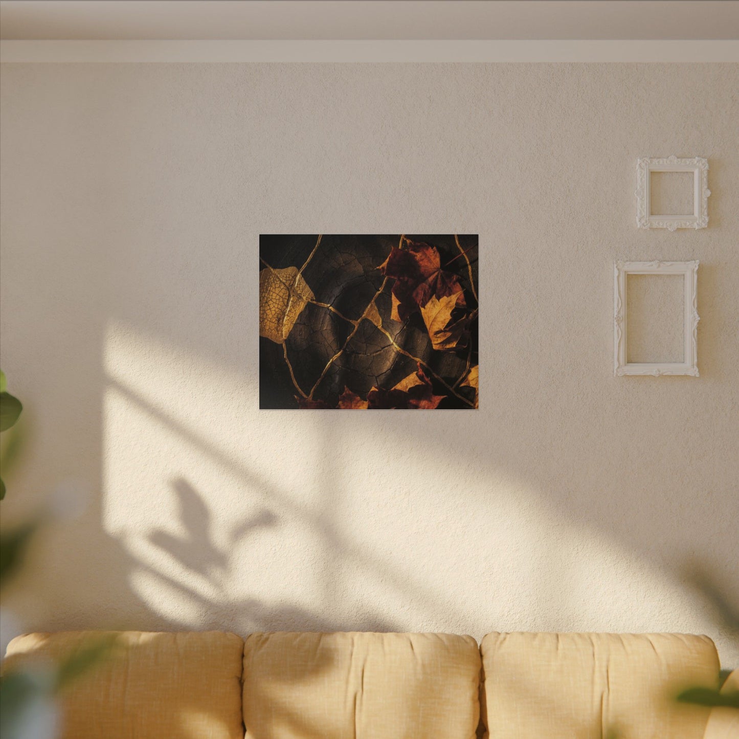 Resilient Shadow Play Canvas Art - Crackle Gold Kintsugi