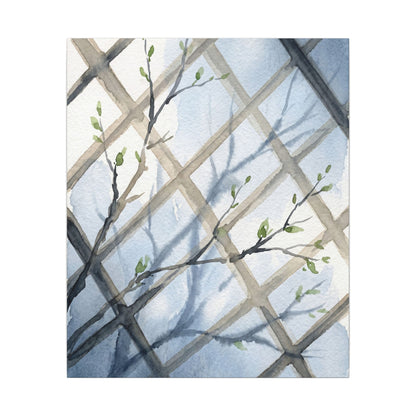 Shoji Screen Canvas Art | Spring Japandi Watercolor Art