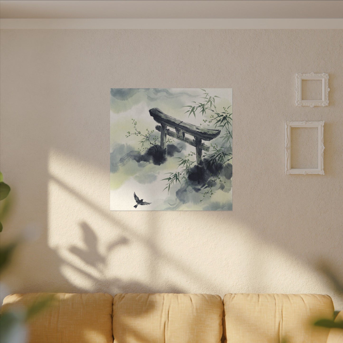 Torii Gate Sumi E Canvas Art | Serene Zen Art