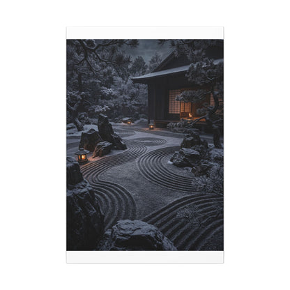 Candlelight Rock Garden Canvas Art - Dark Japandi Fukinsei