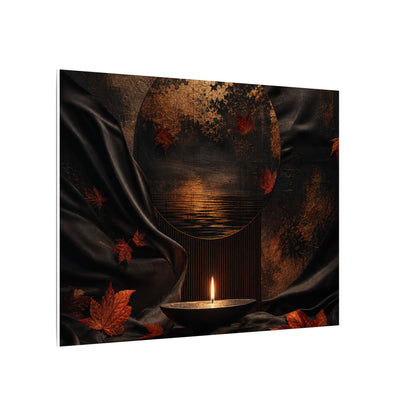Silk Drape Autumn Canvas Art | Dark Japandi Moody Design