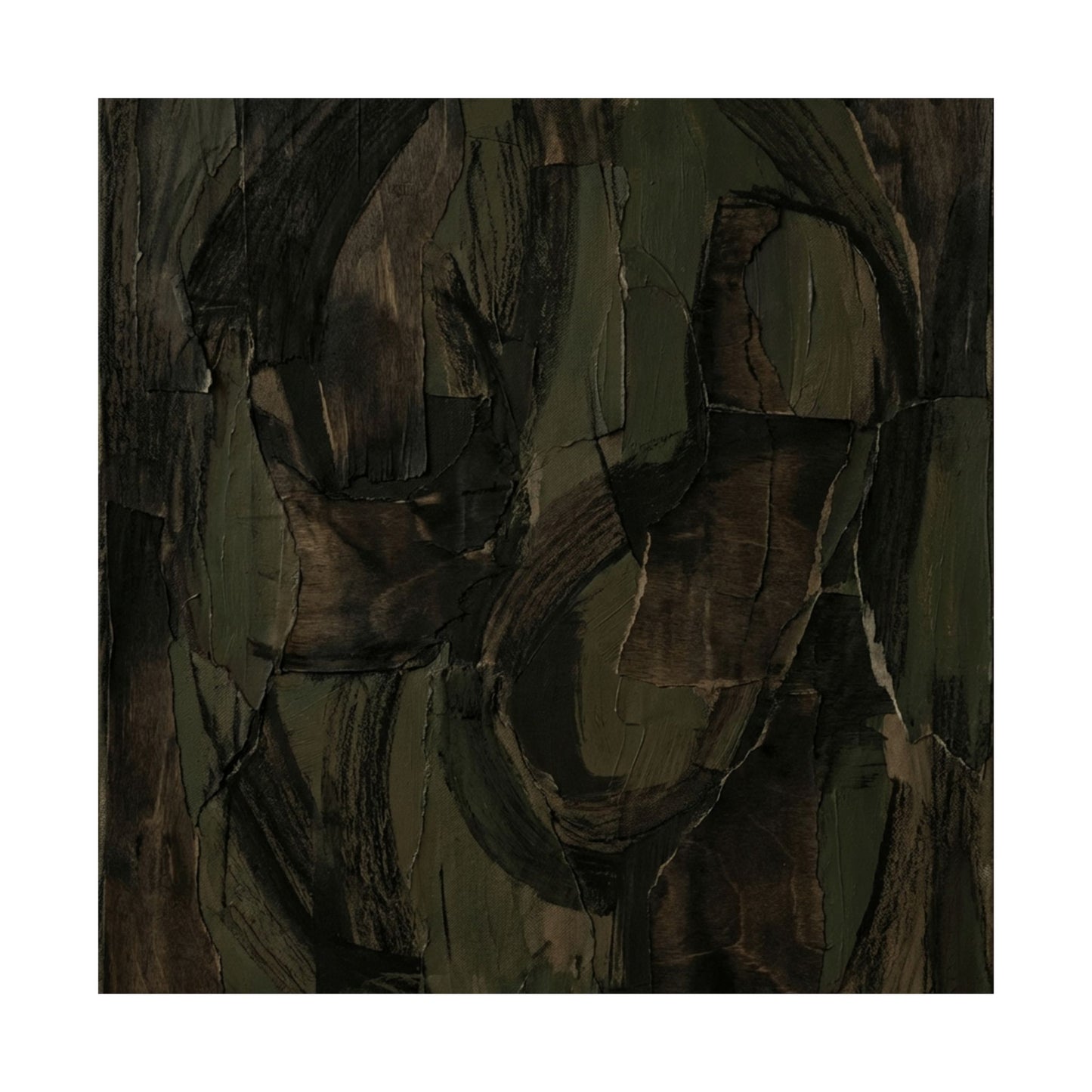 Mixed Media Dark Japandi Textured Wall Art Print