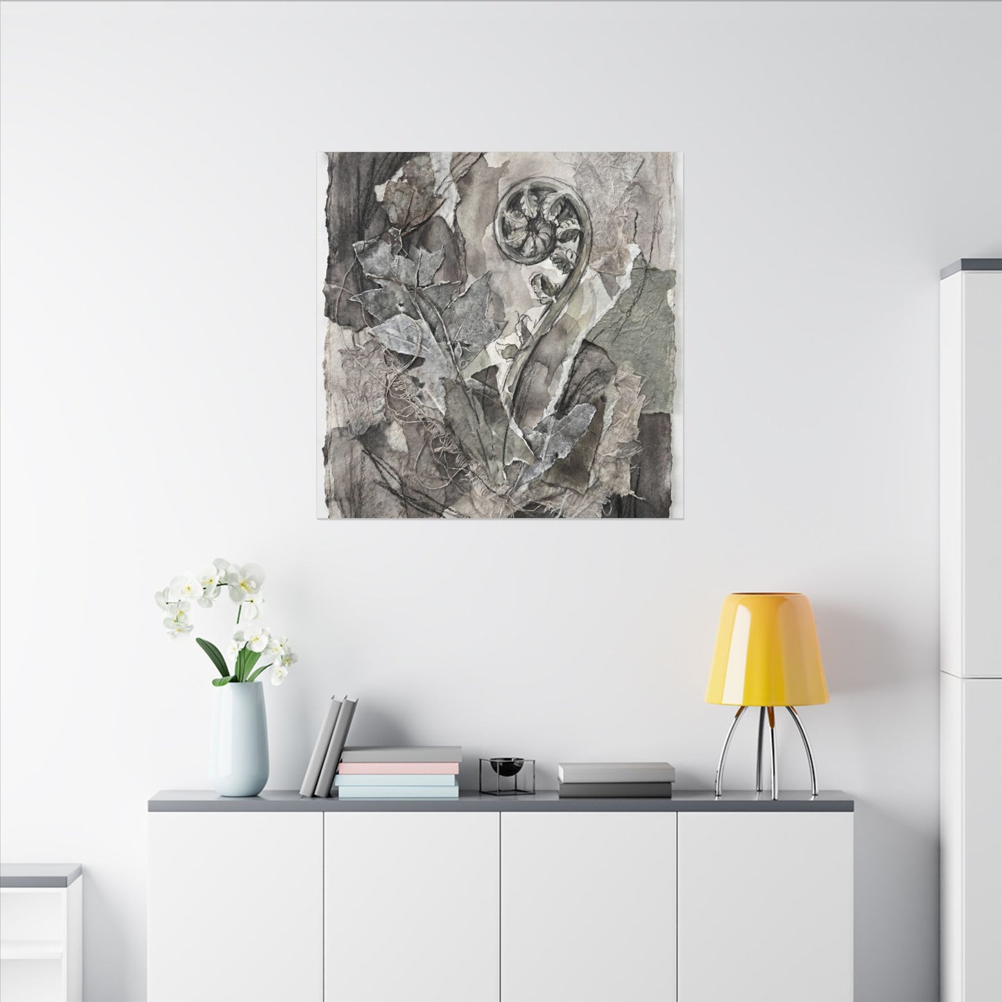 Japandi Fern Unfurling in Overcast | Texture Canvas Art