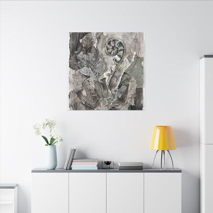 Japandi Fern Unfurling in Overcast | Texture Canvas Art