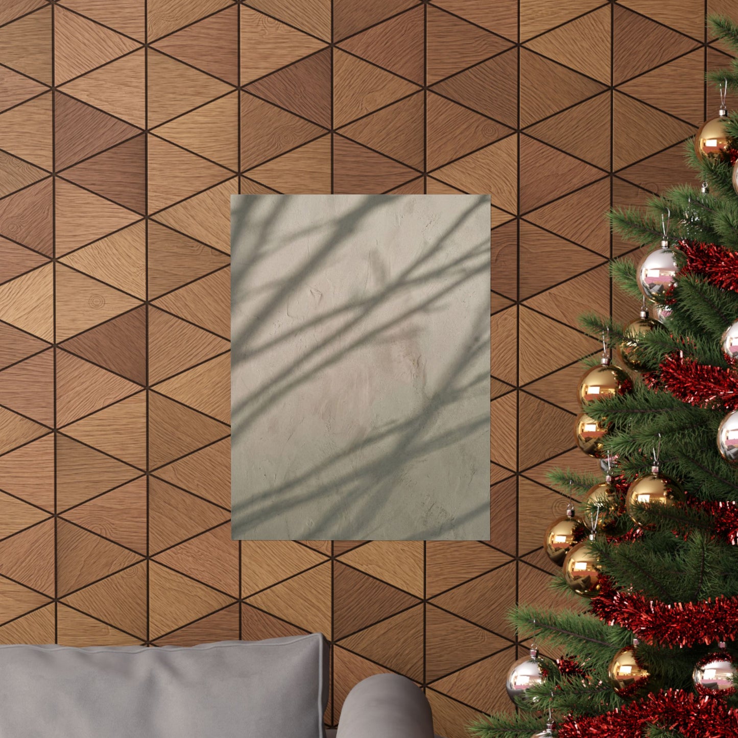 Winter Shadow Play Japanese Pattern Wall Art Print | Warm Decor