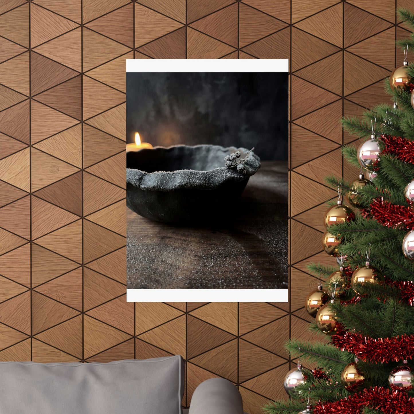 Luxurious Ceramic Bowl Wall Art Print - Shadow Zen Dark Japandi