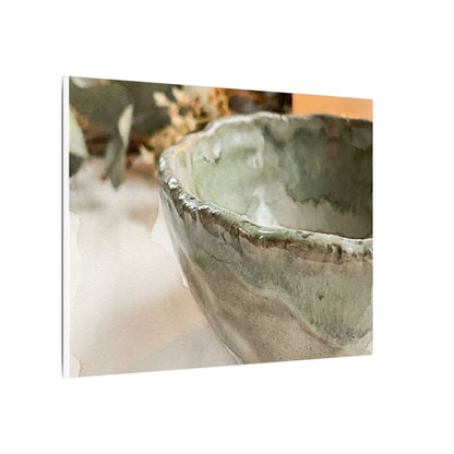 Ceramic Bowl Canvas Art | Summer Japandi Watercolor Art