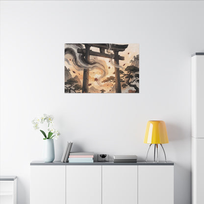 Torii Gate Ukiyo E Inspired Canvas Art | Serene Zen Art