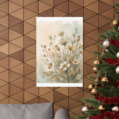 Summer Dried Flowers Watercolor Wall Art Print | Cozy Decor